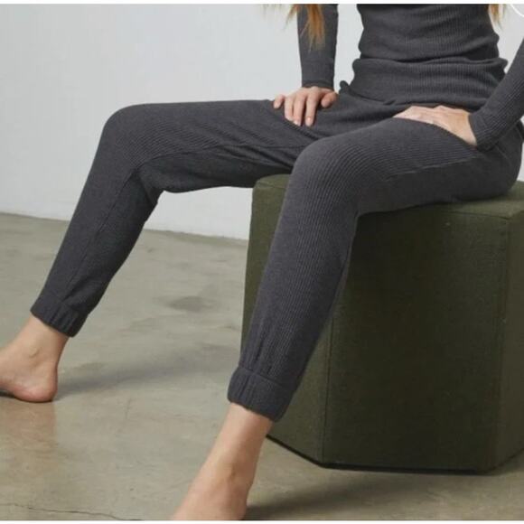 Lunya Restore Thermal Draped Jogger Medium Gray Waffle Knit Lounge Pants Comfort - Picture 3 of 16